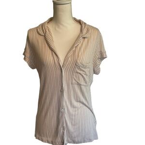 Eberjey Peach And Lavender Striped Pajama Top Sz Large